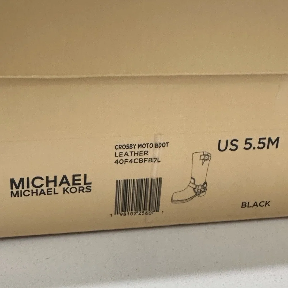 Michael Kors Crosby Moto Boots In Black Size 5.5 Leather Silver Accents with Box - Picture 11 of 12